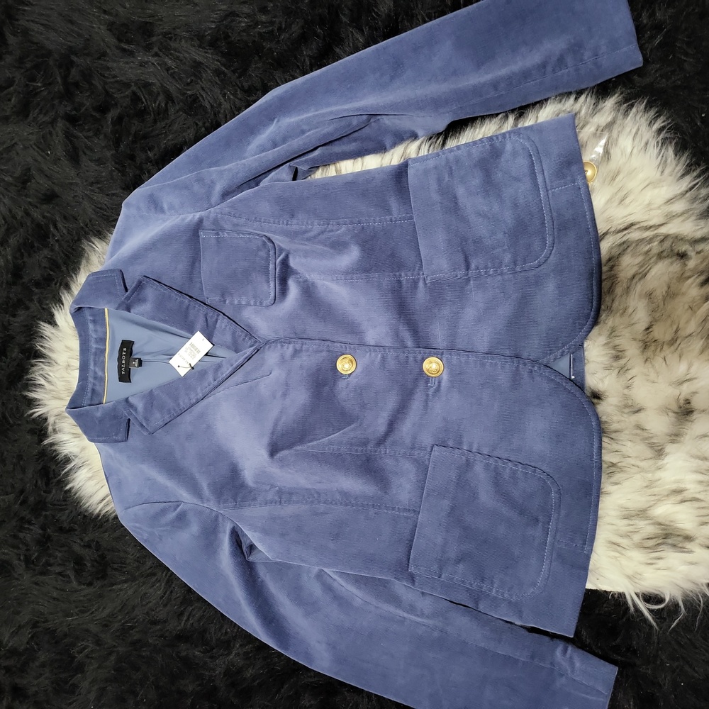 NWT WOMENS TALBOTS BLUE CORDUROY BLAZER SIZE 8